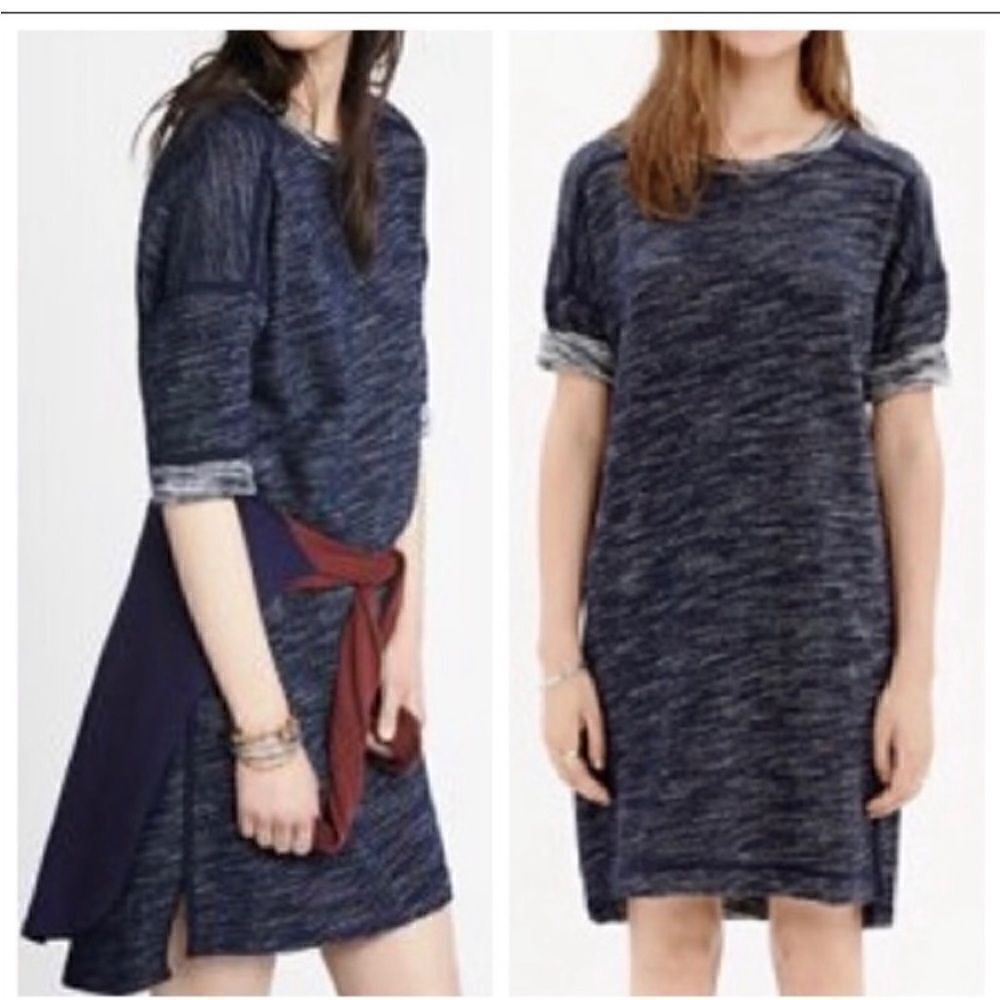 MADEWELL blue textured sweatshirt dress size XS